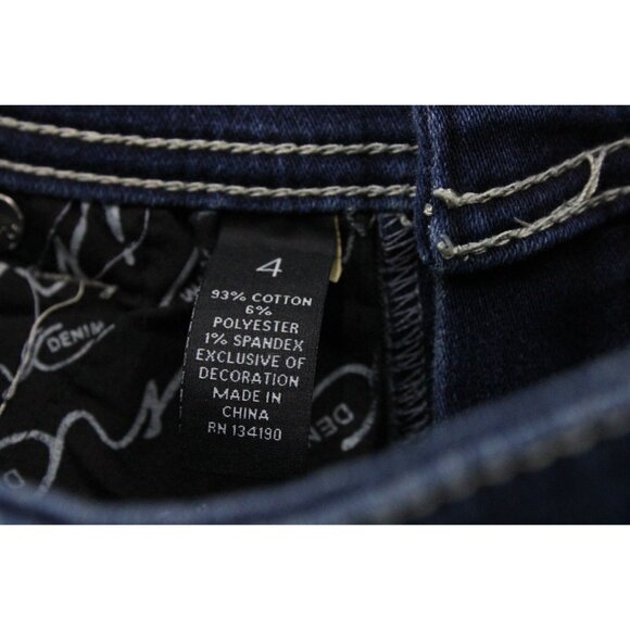 INC Denim Jeans Women Size 4 Blue Denim Medium Washed Stretch Boot Leg Curvy Fit - Picture 5 of 8